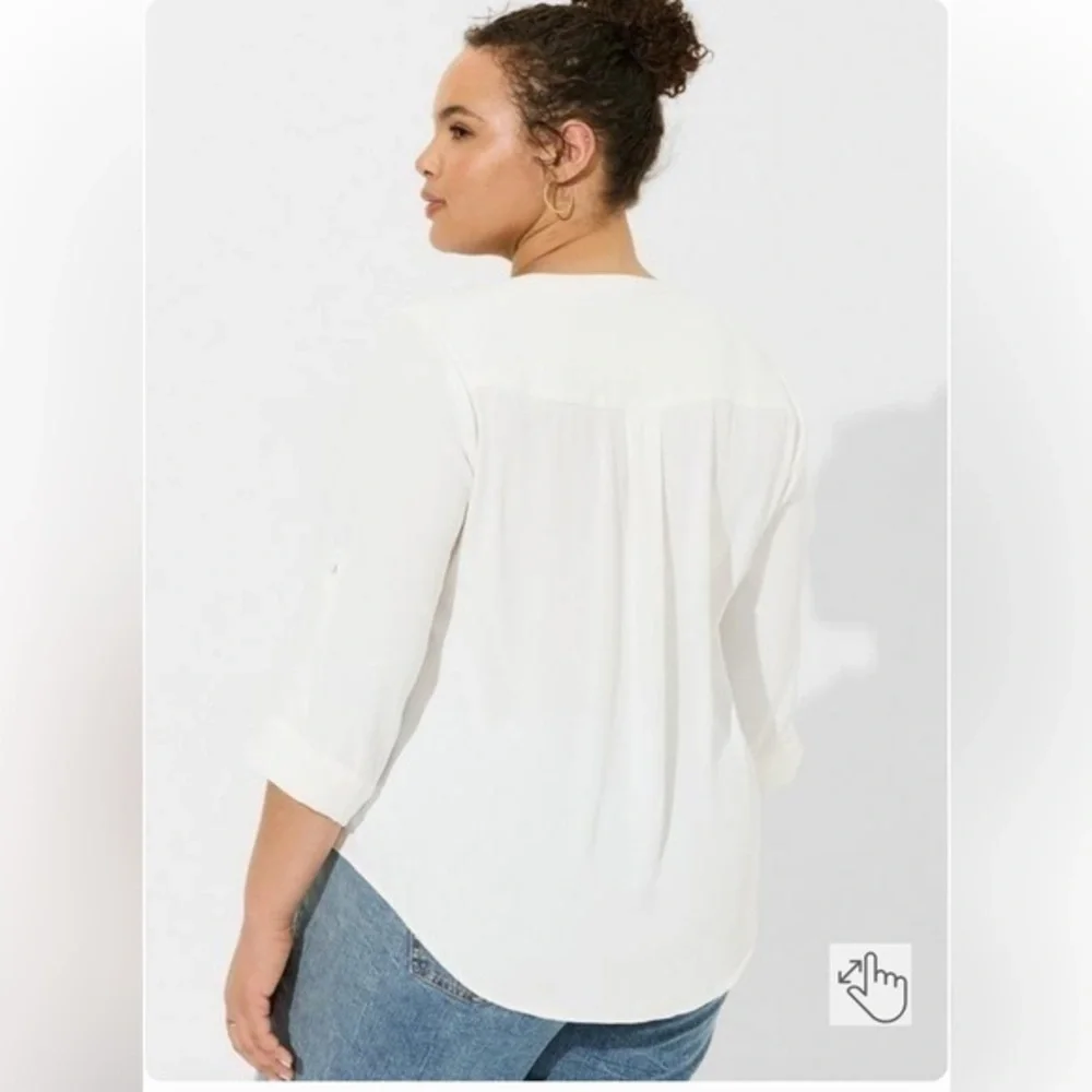 Torrid | Semi Sheer White Chiffon Blouse - Picture 3 of 15
